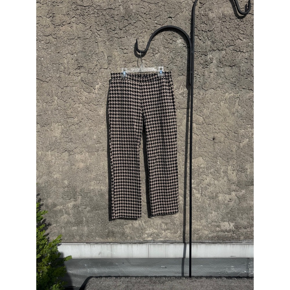 Sanctuary‎ Pants Women Medium Tan Black Houndstooth Pull On Straight Leg